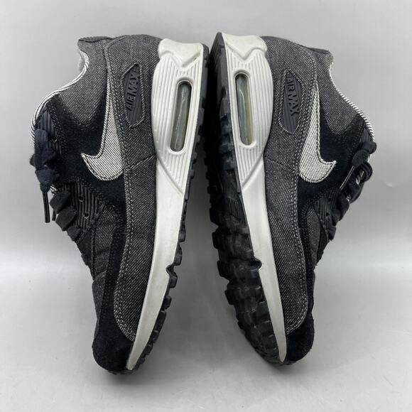 Nike Air Max 90 Premium Shoes Womens Size 8 Black Gray Casual Denim Low Sneakers - Picture 6 of 8